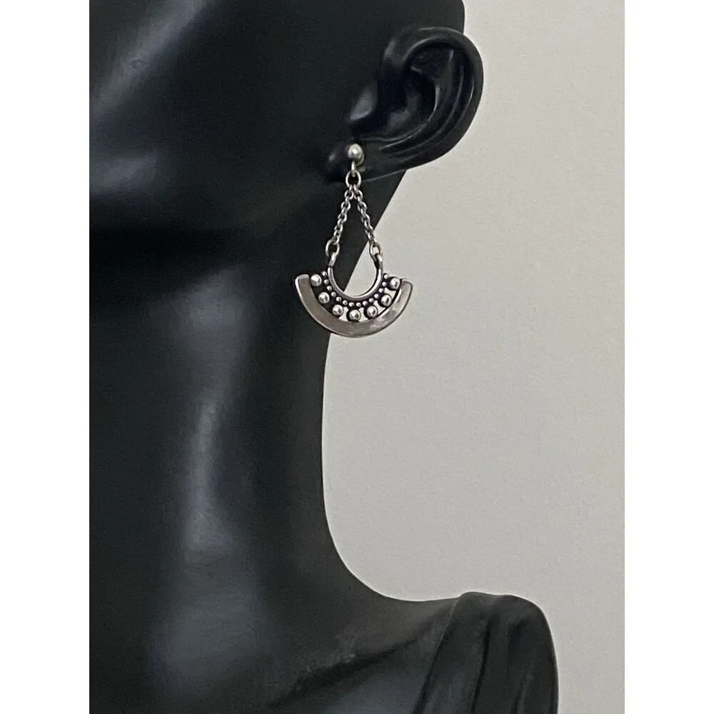 James Avery Retired Beaded Crescent Dangle Earrings